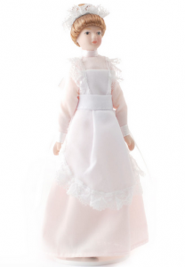 Husa, jungfru, hembiträde rosa klänning