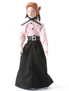 Fröken, lärarinna, fru, dam butiksbiträde porslinsdocka