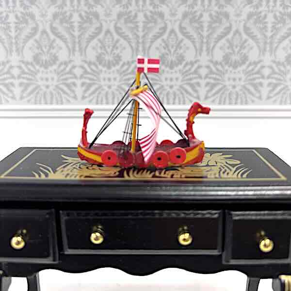 Skepp vikinga-skepp dansk flagg 4 cm