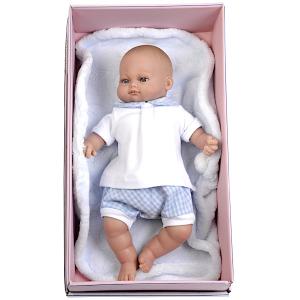 Docka baby i blått med babyfilt, 30cm