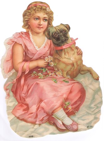 Bokmärken flicka hund retro