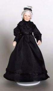 Mormor farmor äldre dam i svart gammeldags