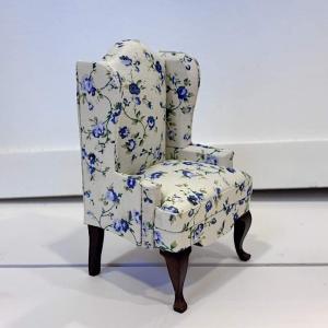 Fåtölj blommig blå