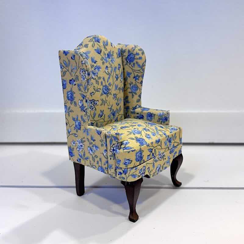 Fåtölj blommig blå gul