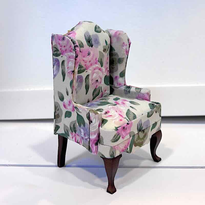 Fåtölj blommig rosa grön