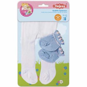 Dockkläder strumpbyxor vita + sockar blå stl 35-40cm