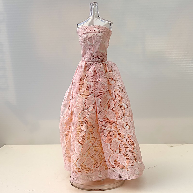 Hemmasydd rosa långklänning spets 1960-tal, unik/on-of-a-kind