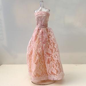 Hemmasydd rosa långklänning spets 1960-tal, unik/on-of-a-kind
