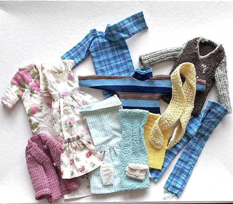 13 st Barbie-Skipper-Ken kläder hemmagjorda 1960-tal