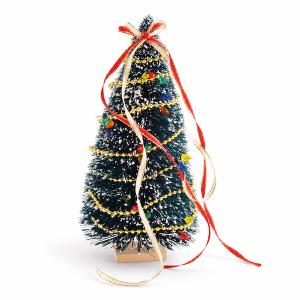 Julgran klädd dockhus tittskåp 19 cm