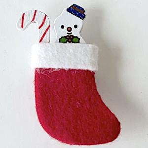 Julstrumpa röd snögubbe