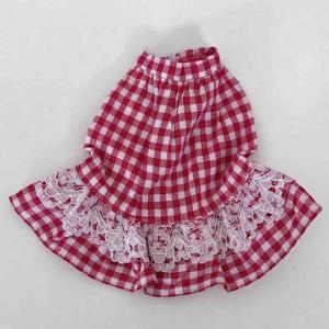 Kjol röd-vit rutig m volang
