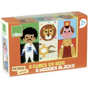 6 roliga träkuber, pussel Ingela Arrhenius