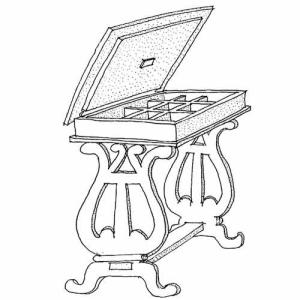 Lyrbord Mårbacka sybord Selma Lagerlöf, byggsats i skala 1:12