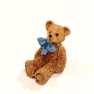 Mininalle brun 1 cm blå rosett