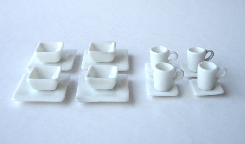 24 delar servis modern vit square crockery