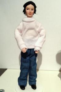 Pappa man kille svart hår