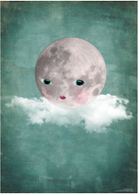 Affisch Moon on cloud 30x40 cm