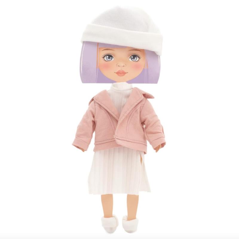 Dockkläder Sweet sisters Rosa jacka + vit klänning o mössa