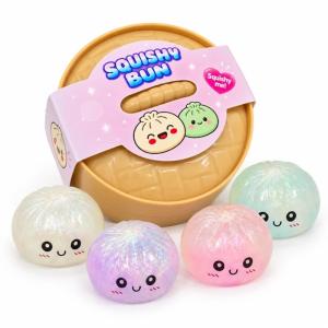 Dumpling Squishy med glittergelé, stor 8,5 cm