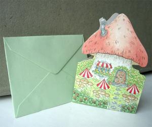 Kort m kuvert, skoj röd svamp