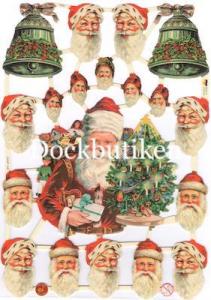 Bokmärken tomtar klocka julgran retro EF