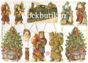 Bokmärken tomtar julgran tåg retro