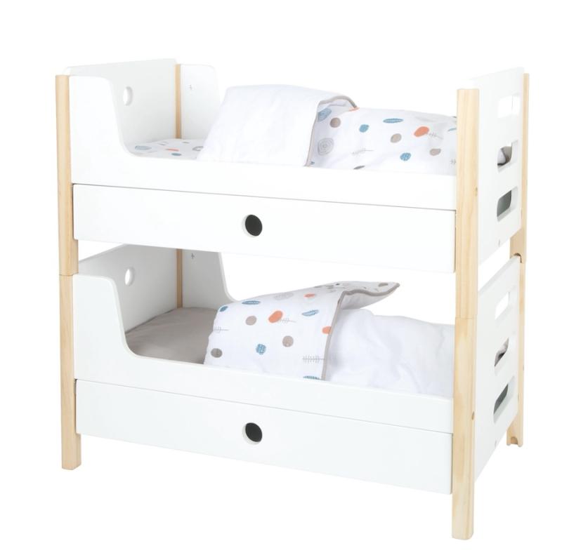 Våningsäng för dockor, vit trä, docksäng