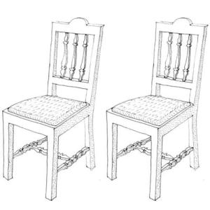 2 st Herrgårdsstol Voxna bruk, byggsats i skala 1:12