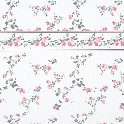 Tapet Penshurst vit rosa rosor