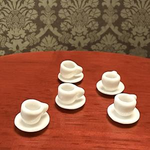 5 st kaffekoppar m fat vita