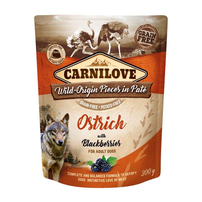 Carnilove Dog Pouch Paté Ostrich with Blackberries 300 g