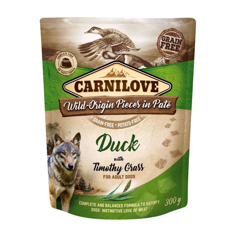 Carnilove Dog Pouch Paté Duck with Timothy Grass 300 g