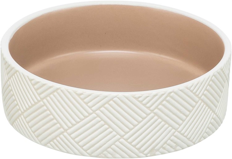 Keramikskål med mönster 0,4 l/ø 14 cm, vit/beige