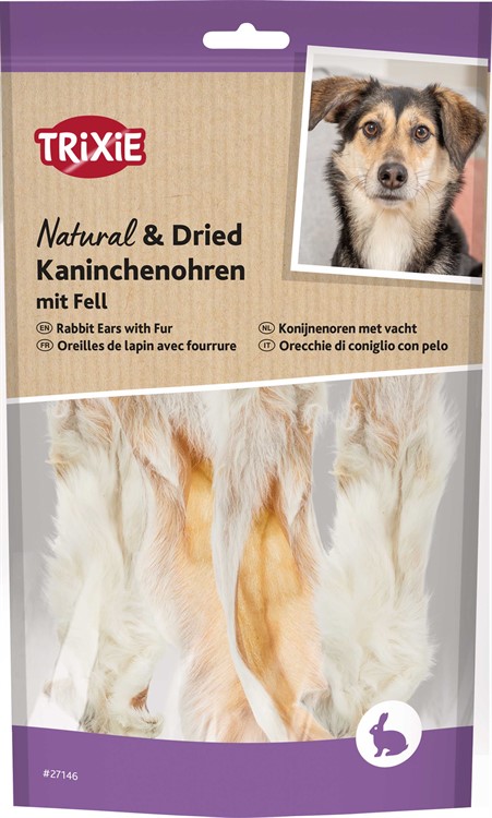 Kaninöron med päls 100 g