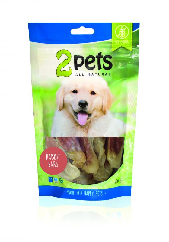 2pets Dogsnack Rabbit ears with rabbit meat, 100g