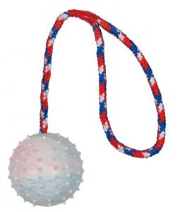 Gummiboll 7 cm med rep 30 cm
