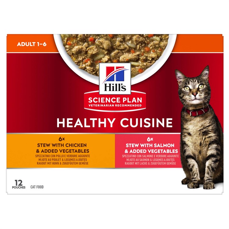 Hill's Feline Adult Healthy Cuisine Chicken/Salmon & Vegetables 12x80 g portionspåsar