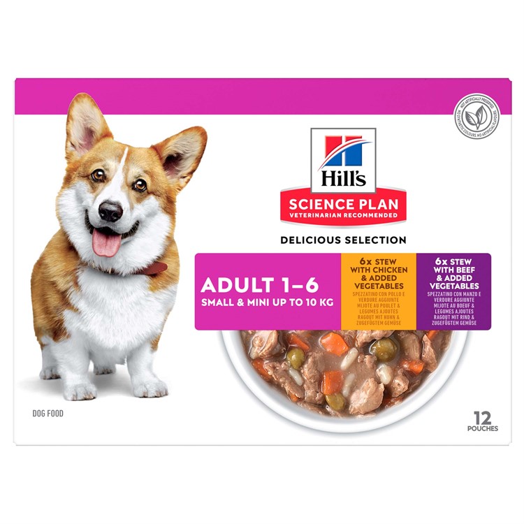 Hill's Canine Small & Mini Adult Chicken/Beef & Vegetables 12x80 g portionspåsar