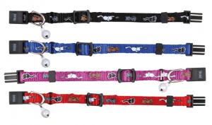 Junior kitten halsband, med snabblås & bjällra, kattmotiv