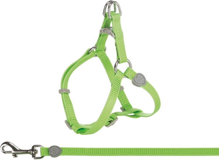Kattsele + koppel ställbart, mixade färger, 26-37 cm /1,2 m