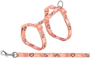 Kattsele med koppel, flower power, 35-59 cm/13 mm, 1,20 m