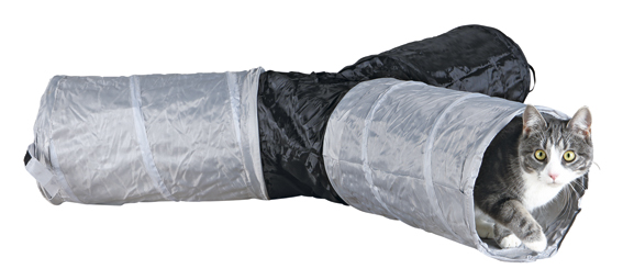 Kattunnel 4-vägs nylon 50x20 cm/tunnel, vit/grå