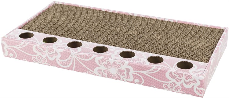 Klösbräda med leksak, wellpapp, Catnip, 48 x 25 cm, rosa