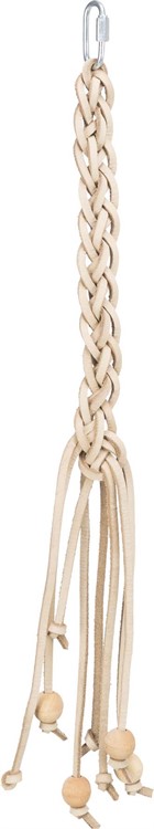 Läderfläta med träkulor 50 cm