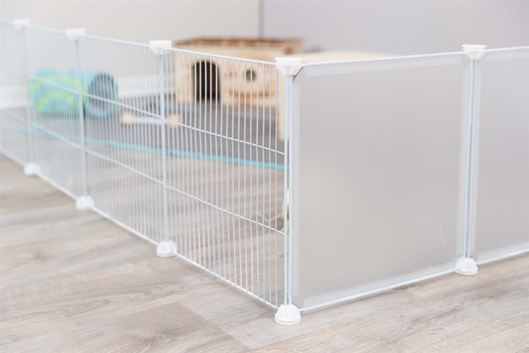 Innehage, påbyggningsbar, metall/plast, 140 x h35 x 70 cm, vit