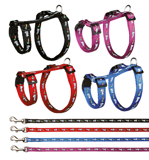 Sele+koppel Kanin ställbar m motiv 1/120 cm, mix