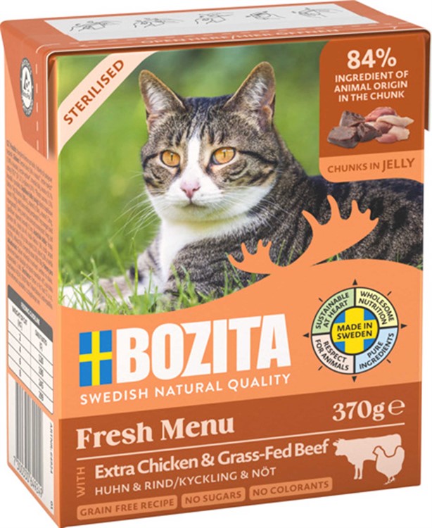 Bozita Katt Tetra Bitar i Gelé Sterilised Kyckling & Nöt 370 g