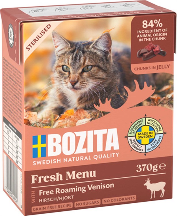 Bozita Katt Tetra Bitar i Gelé Sterilised Hjort 370 g