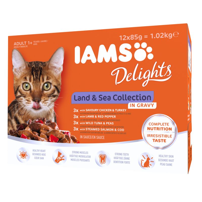 Iams Delights in gravy Multipack Land & Sea 12x85 g